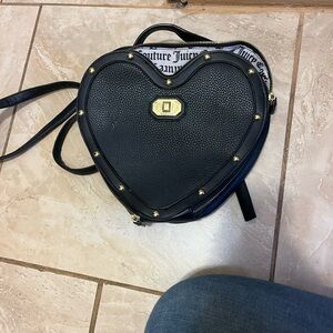 Juicy Couture Black Heart Crossbody with Gold Studs